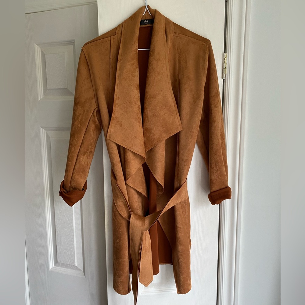 SHK Paris Stylish Belted Vegan Suede Jacket for Women